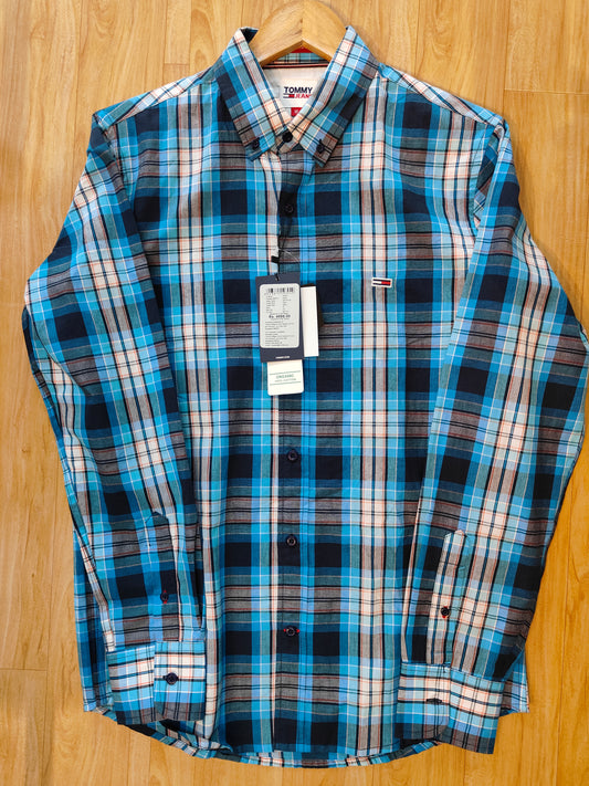 Tommy Hilfiger Men’s Blue Checked Casual Shirt