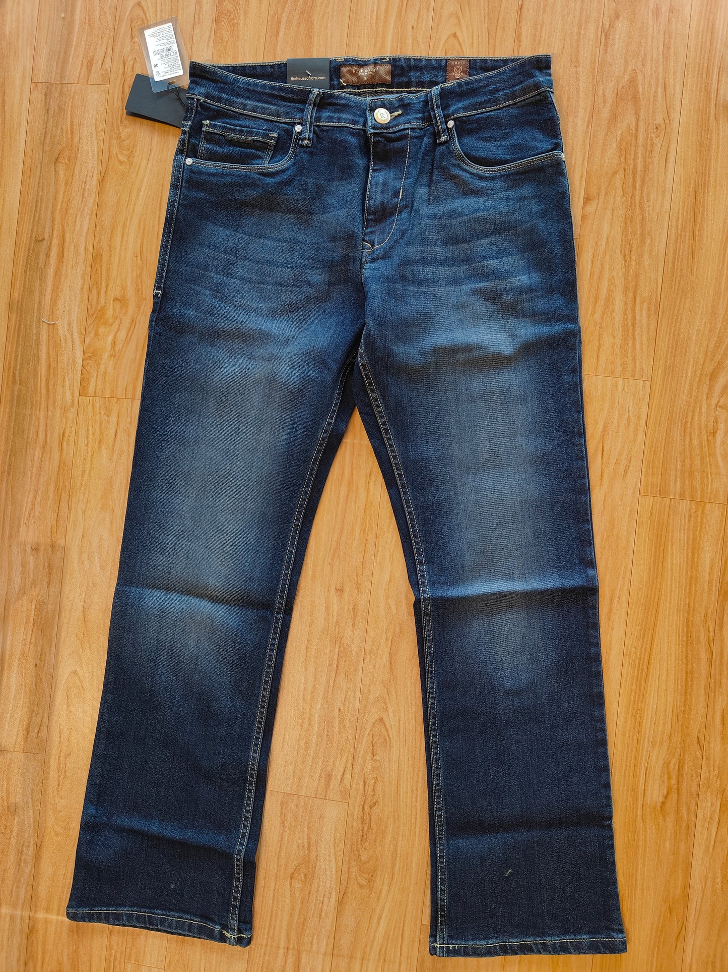 Rare Rabbit Men’s Mid-Wash Denim Jeans (Blue)