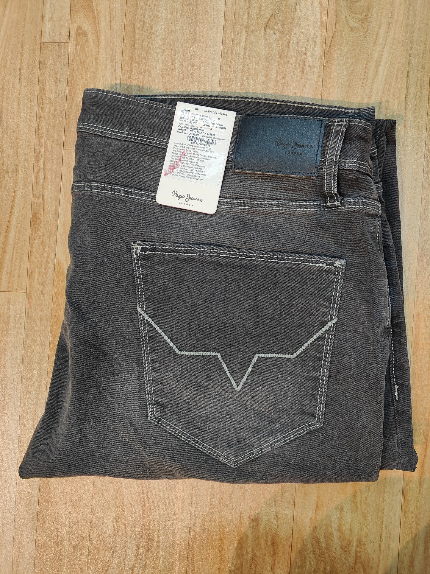 Pepe Jeans London Men's Charcoal Grey Slim Fit Denim