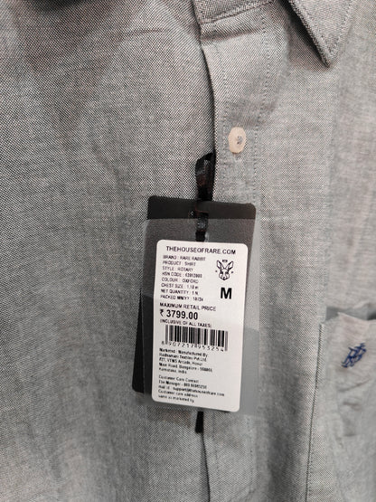 Rare Rabbit Men’s Light Grey Slim Fit Full Sleeve Shirt