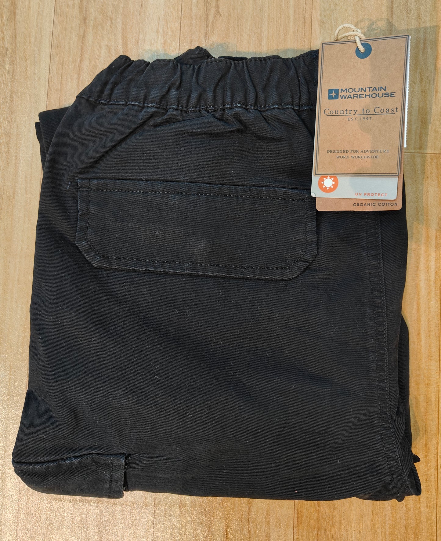 Mountain Warehouse Men's Country to Coast Organic Cotton Cargo Pants (Black)