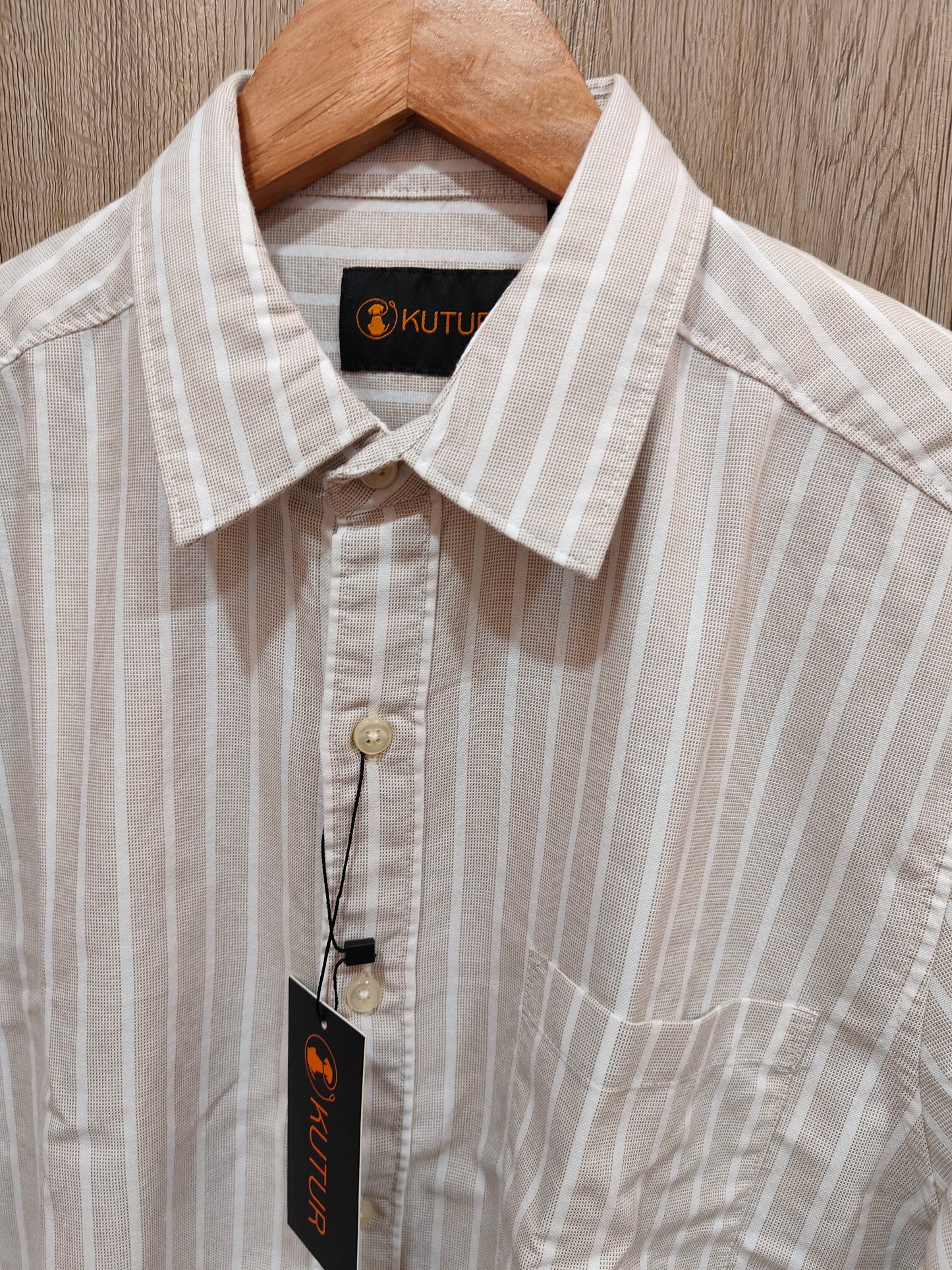 Kutur Men's Beige & White Striped Cotton Shirt – Westside Manufacturer
