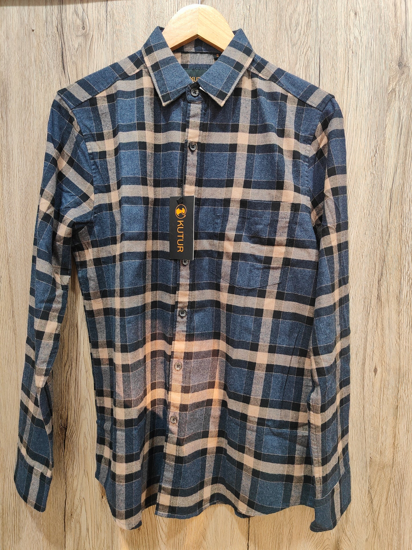 Kutur Men's Blue & Beige Checked Cotton Shirt – Westside Manufacturer