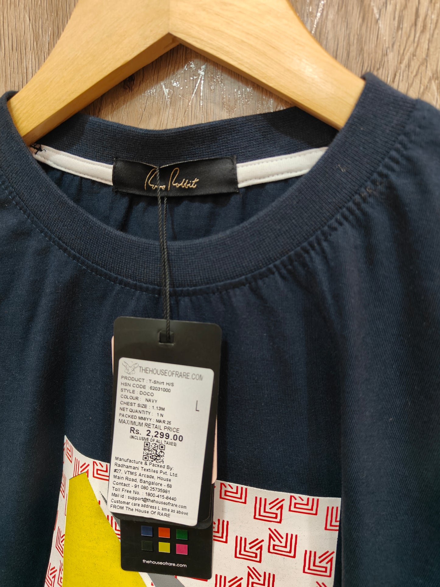 Rare Rabbit Men’s Graphic T‑Shirt (Navy)