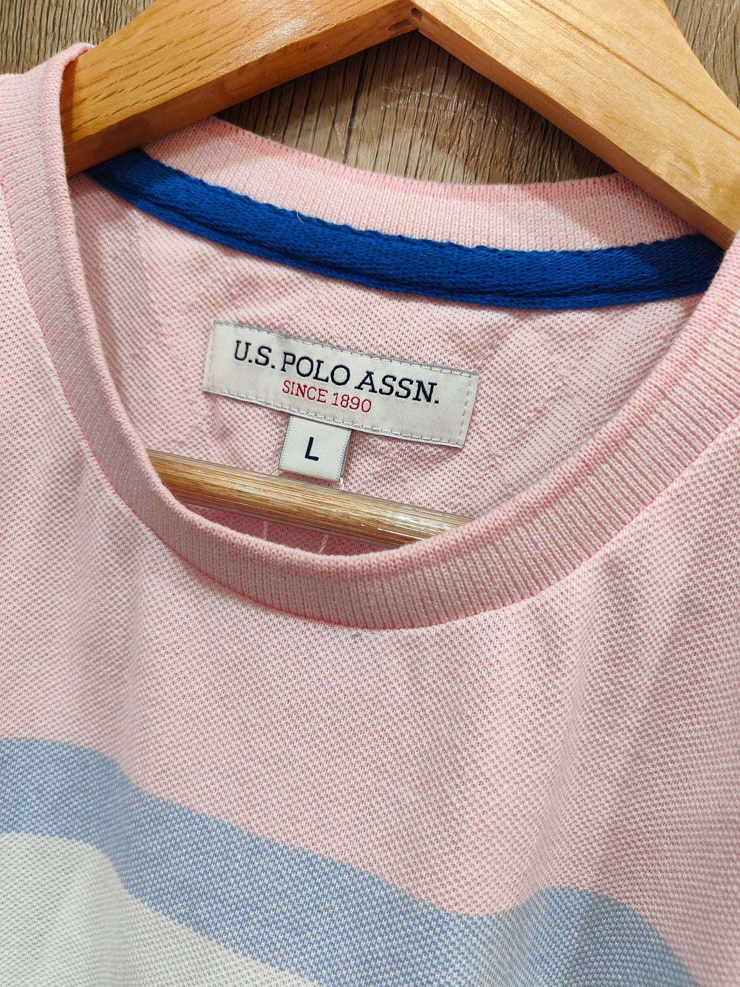 U.S.Polo Assn. Men’s Colorblock T-Shirt(Pastel Pink & Blue Stripes)