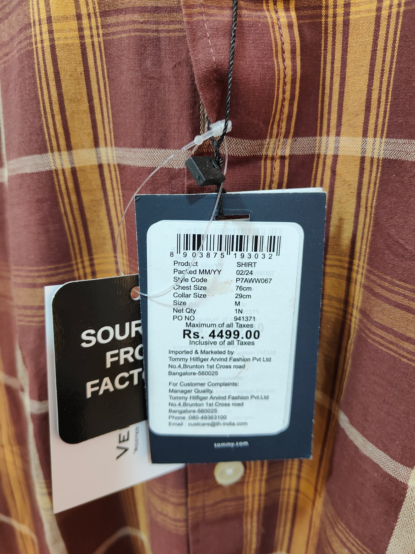 Tommy Hilfiger Men's  Checked Casual Shirt (Maroon & Yellow)