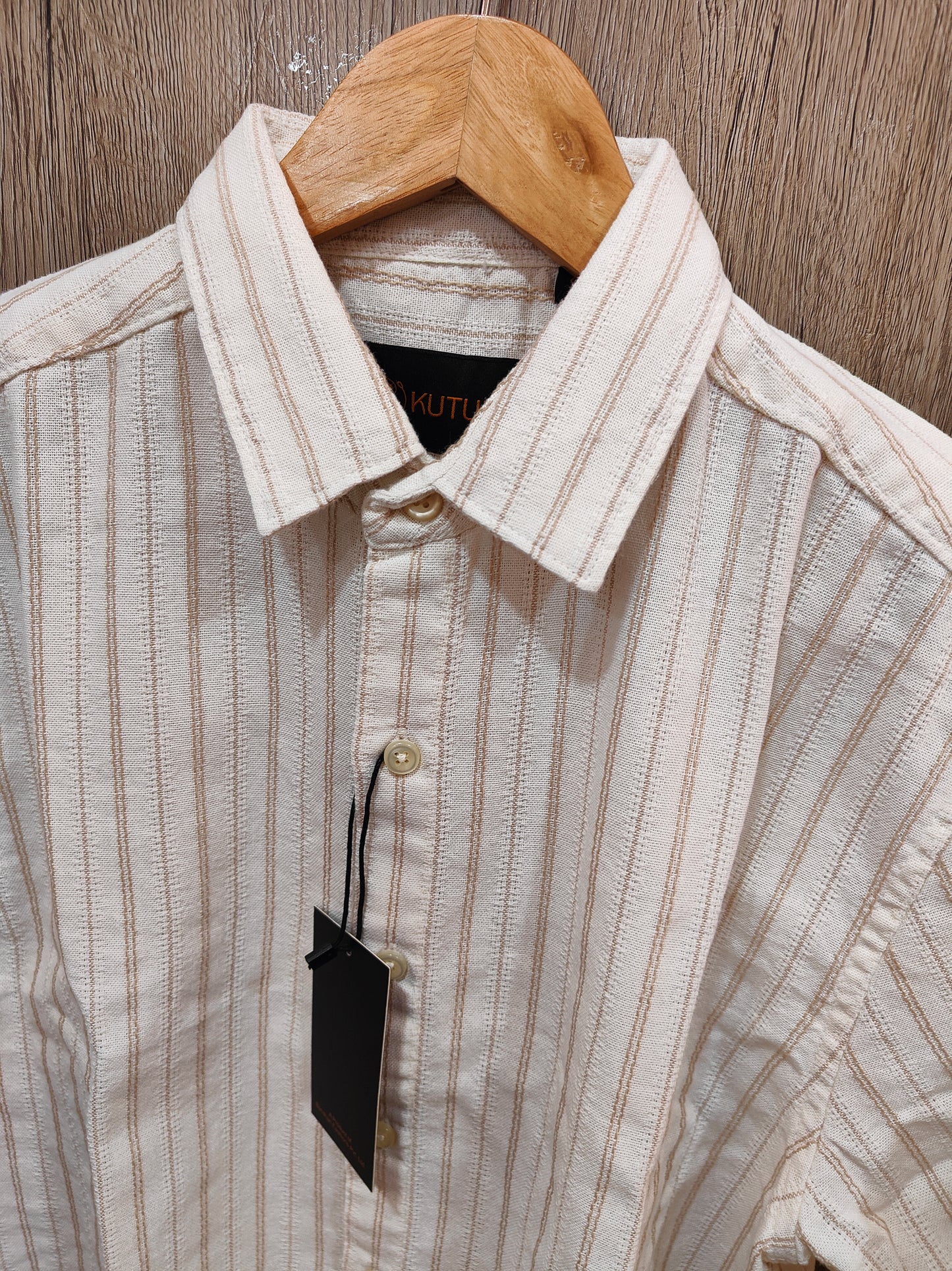 Kutur Men's Beige Brown Striped Cotton Shirt – Westside Manufacturer