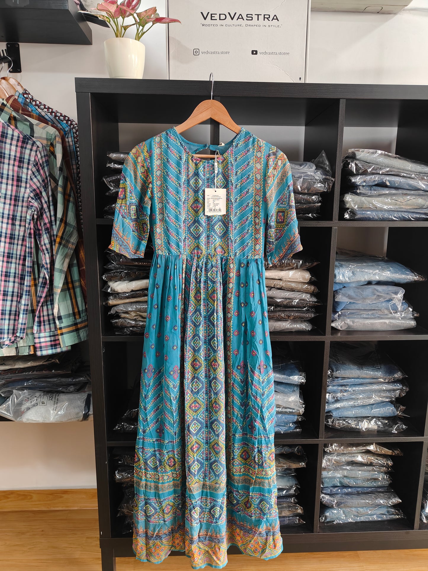 Label by Ritu Kumar Teal Kutch Print Long Dress