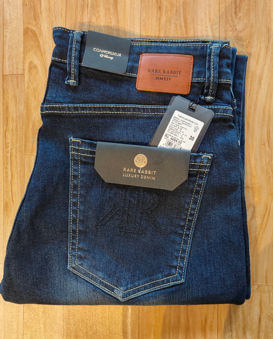 Rare Rabbit Men’s Mid-Wash Denim Jeans (Blue)