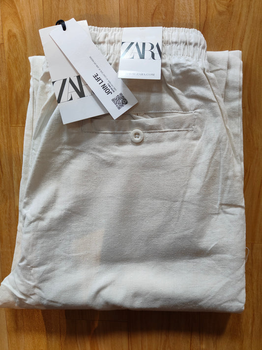 Zara Men's Linen Pants (White)