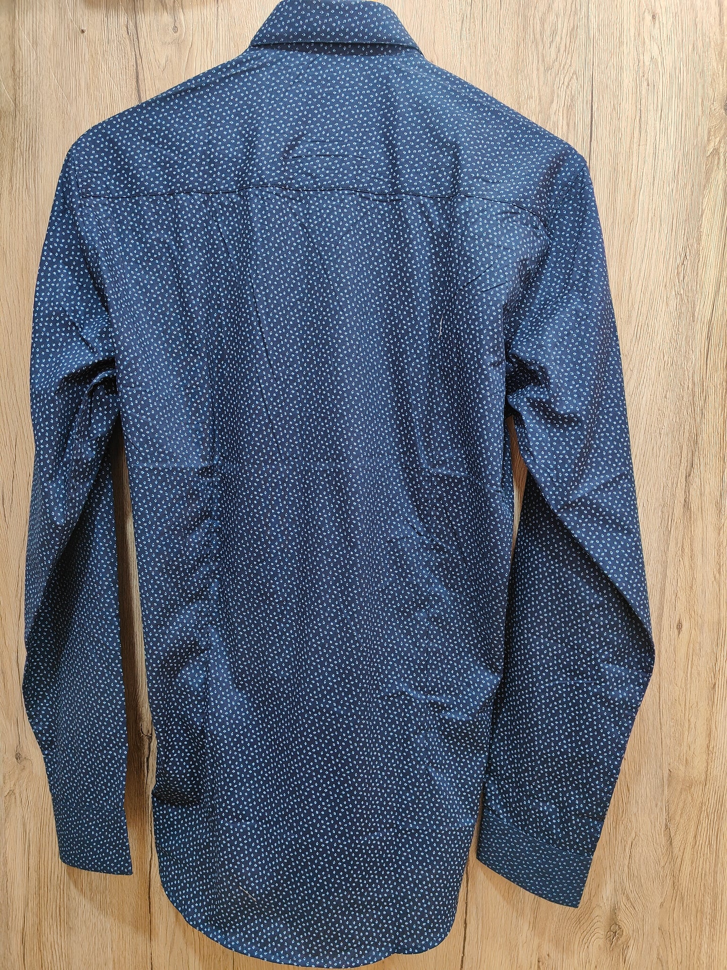 Rare Rabbit Men's Micro Dot Print Shirt (Navy Blue)