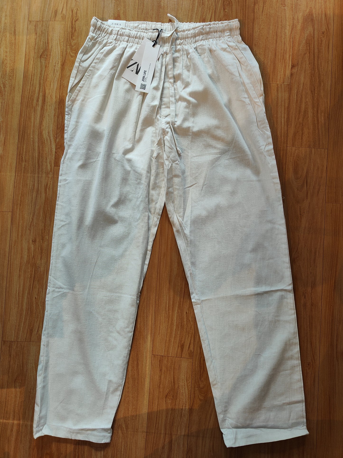 Zara Men's Linen Pants (White)