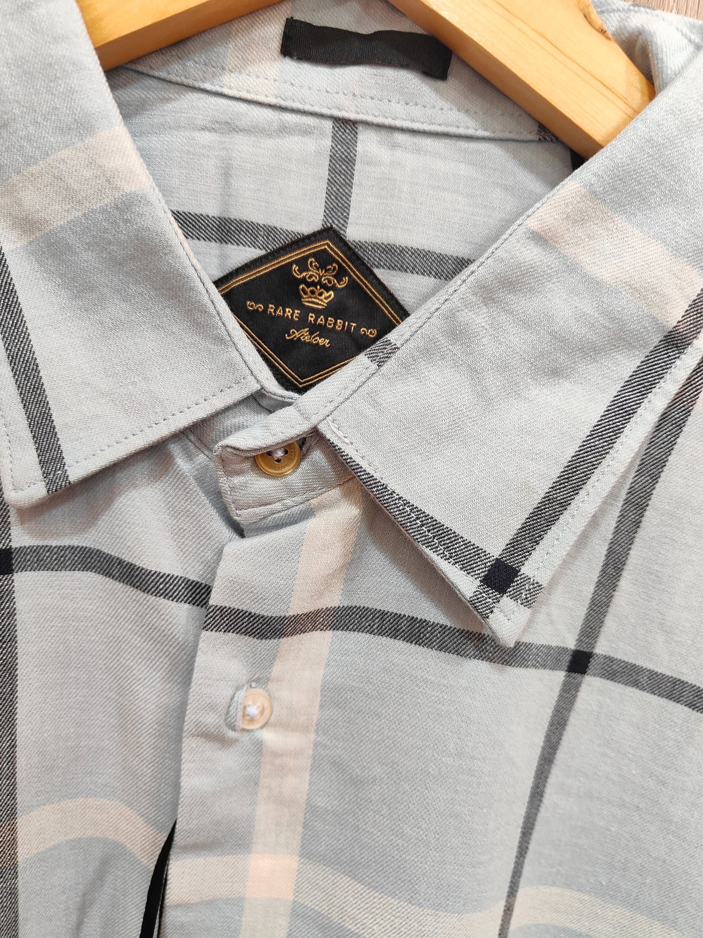 Rare Rabbit Men's Checked Shirt (Light Blue)