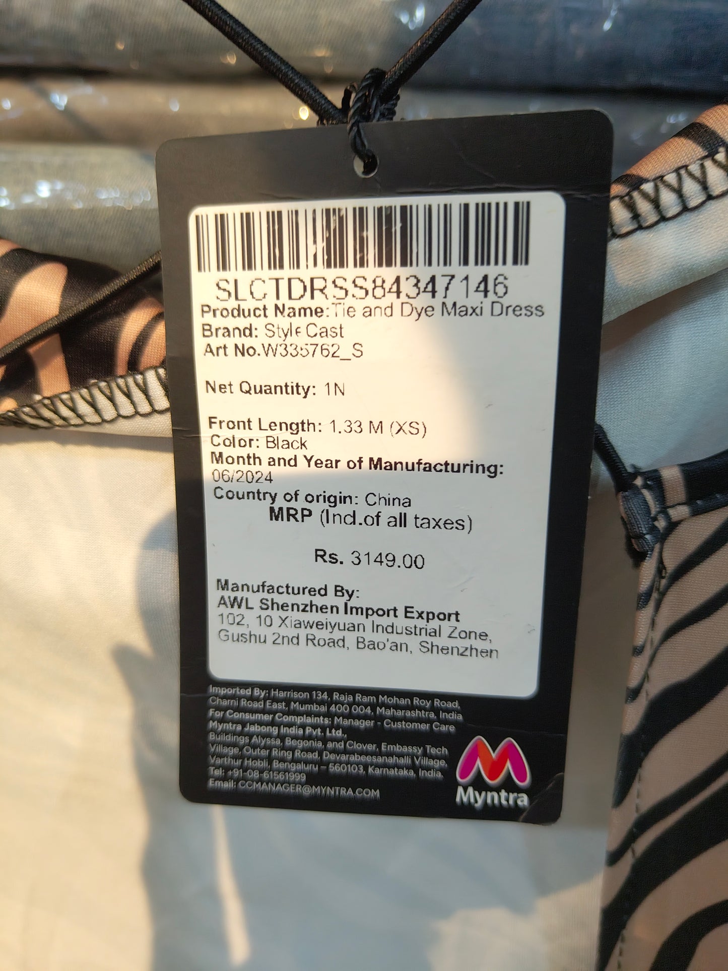 Style Cast Women's Black & Beige Swirl Print Backless Maxi Dress