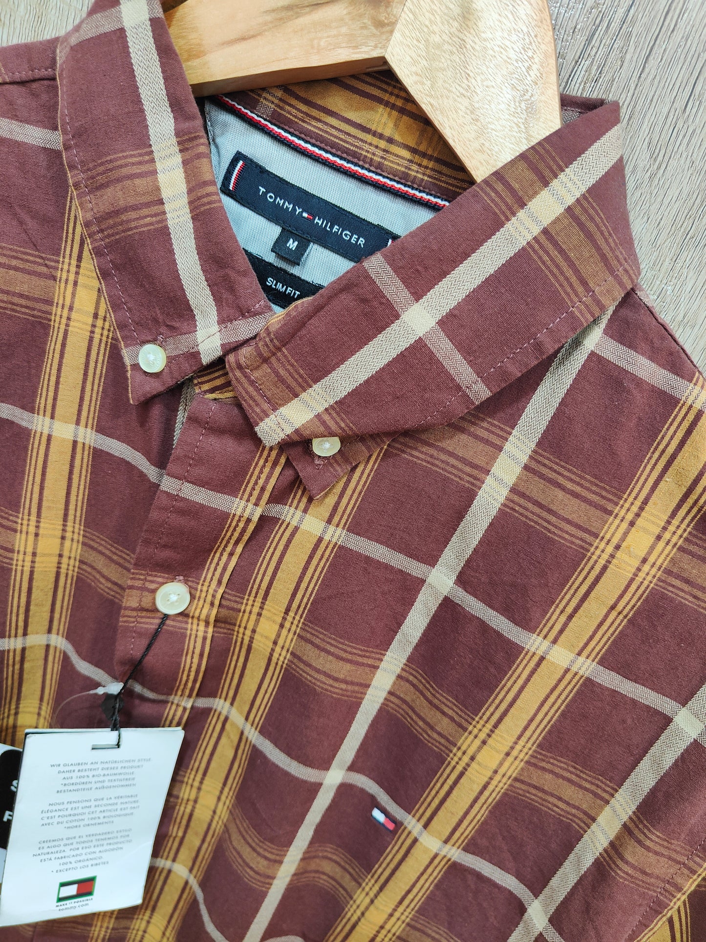 Tommy Hilfiger Men's  Checked Casual Shirt (Maroon & Yellow)