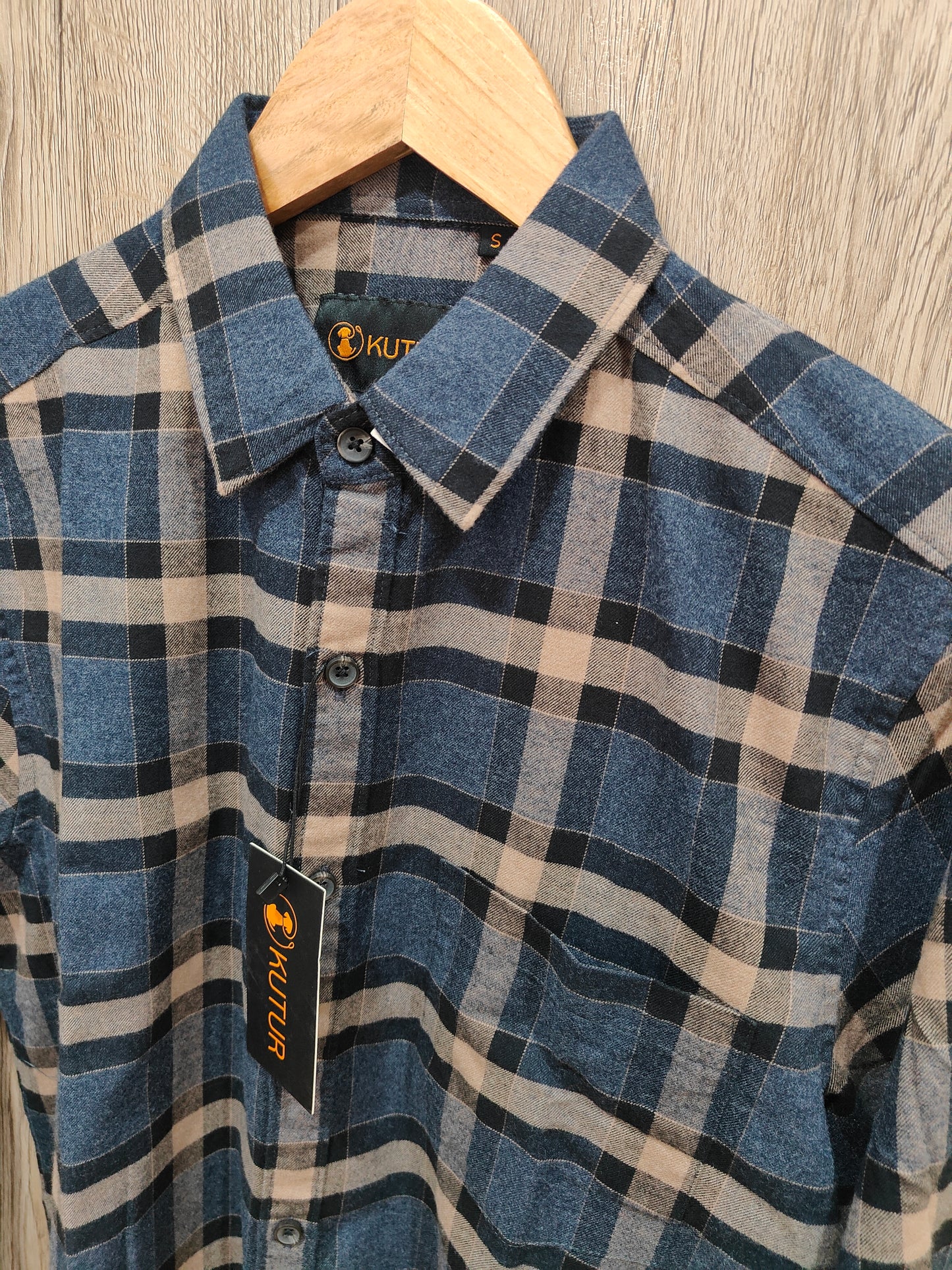 Kutur Men's Blue & Beige Checked Cotton Shirt – Westside Manufacturer