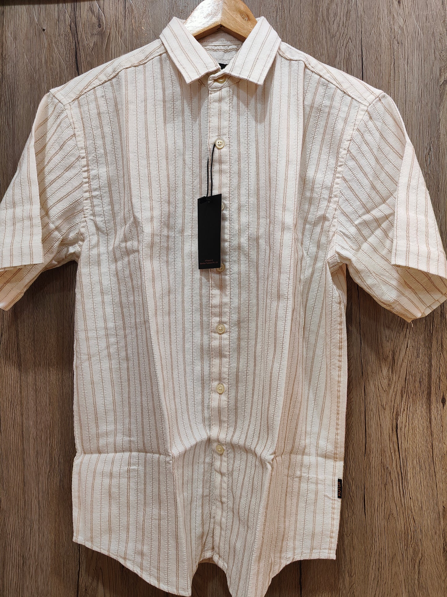Kutur Men's Beige Brown Striped Cotton Shirt – Westside Manufacturer