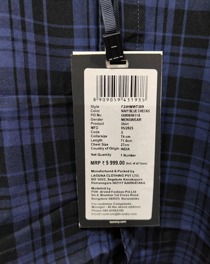 Tommy Hilfiger Navy Blue Checked Casual Shirt