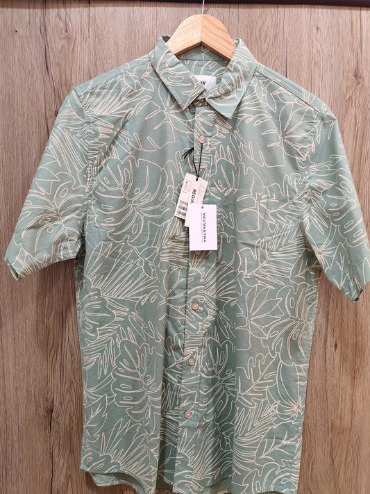 H&M Men's Printed Half sleeve Shirt (Green)