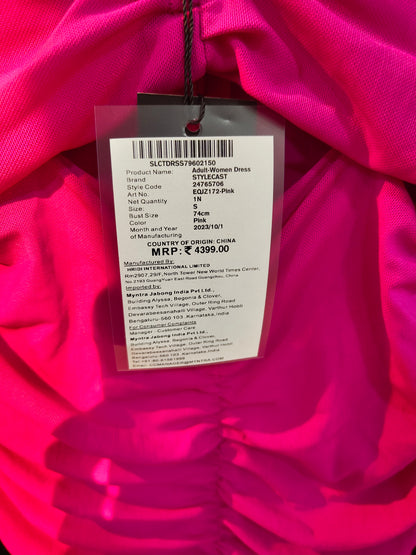 StyleCast Women's Pink Ruched Bodycon Maxi Dress with Ruffled Hem