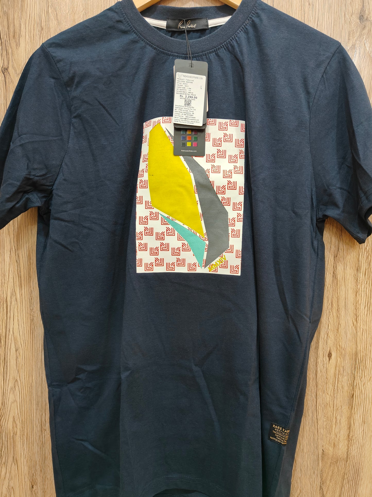 Rare Rabbit Men’s Graphic T‑Shirt (Navy)