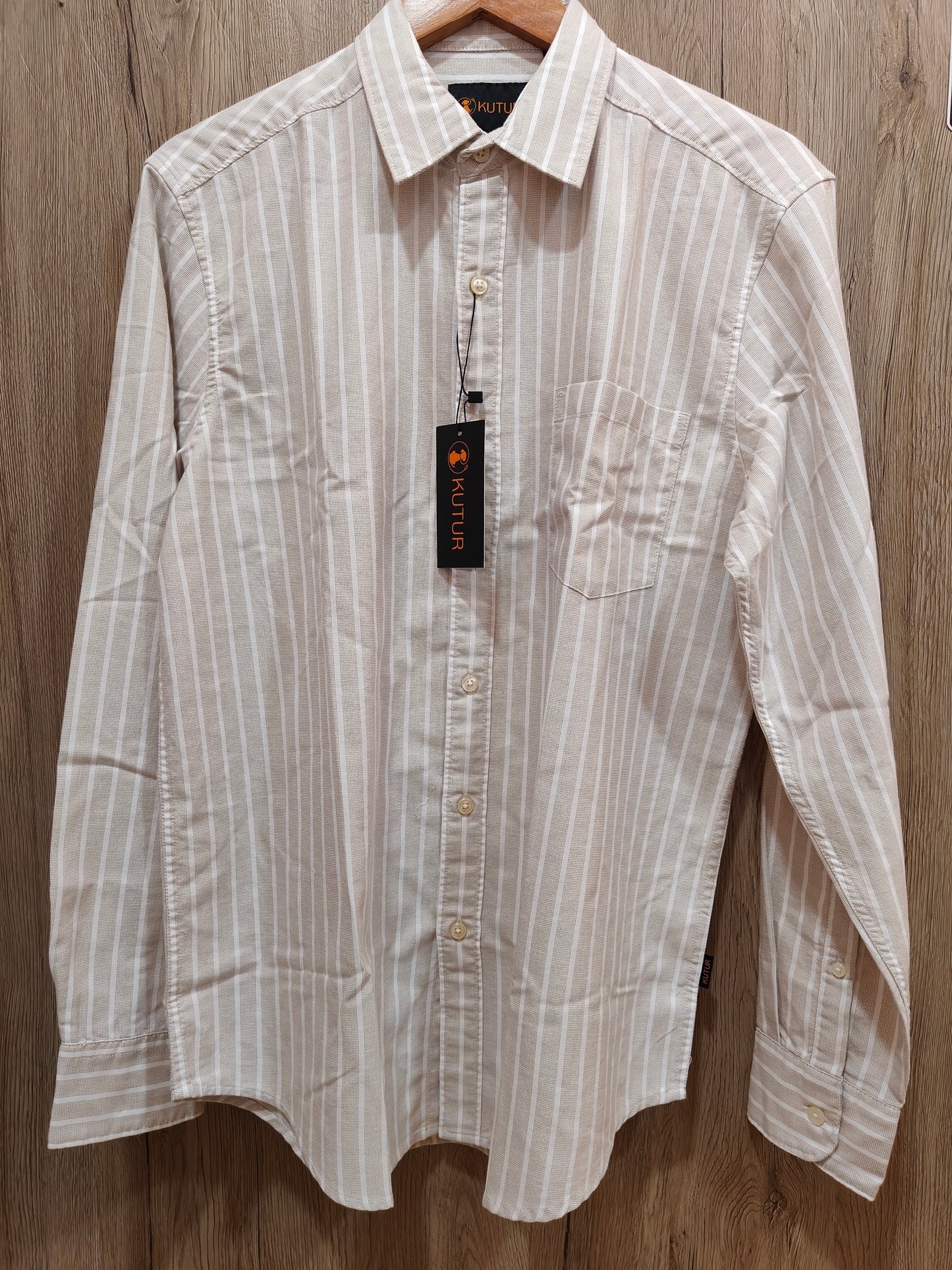 Kutur Men's Beige & White Striped Cotton Shirt – Westside Manufacturer