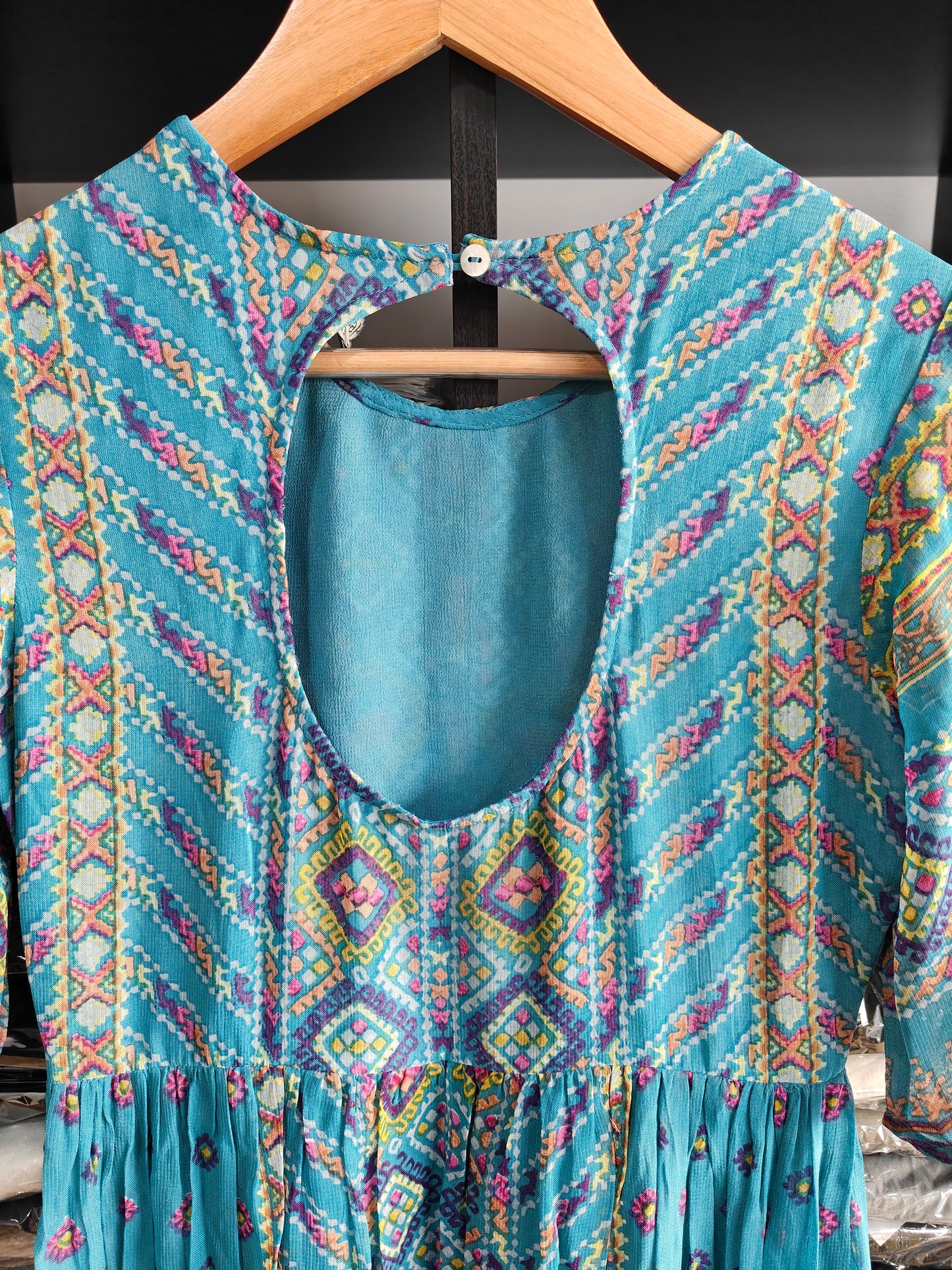 Label by Ritu Kumar Teal Kutch Print Long Dress