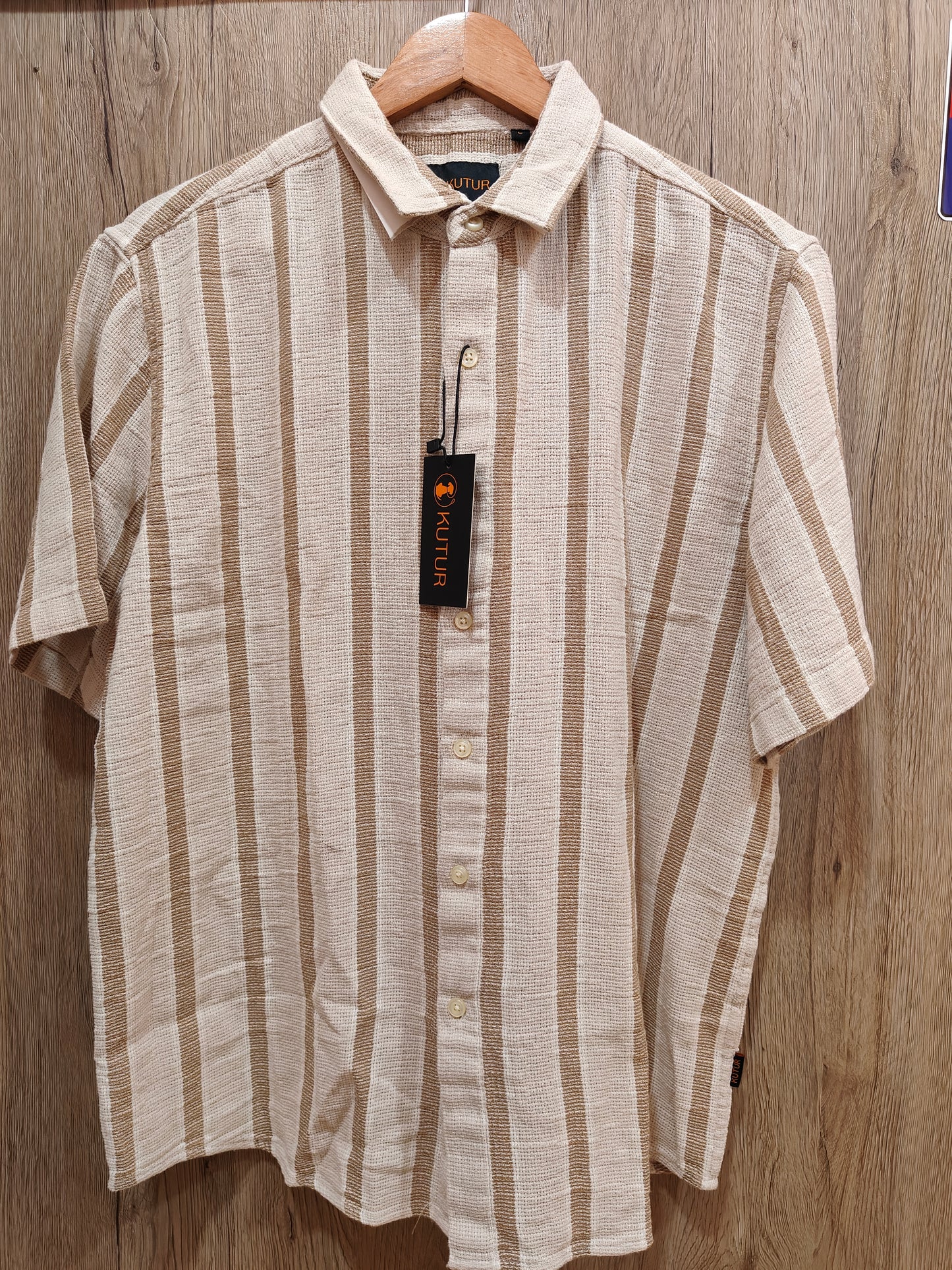 Kutur Men's Beige & Brown Striped Cotton Shirt – Westside Manufacturer