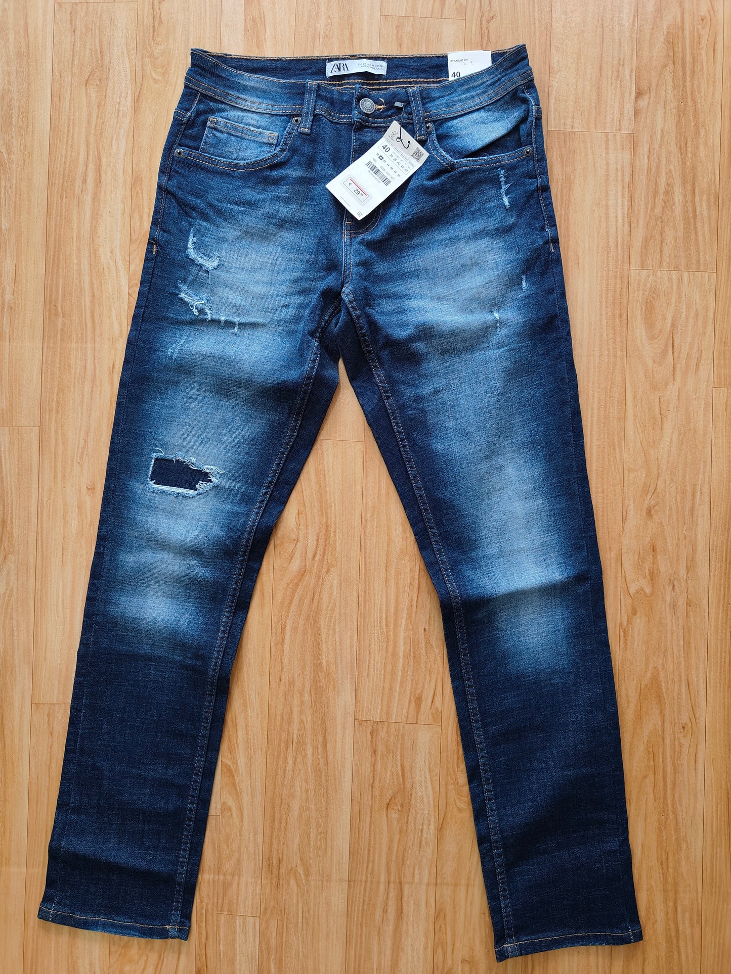 Zara Mens Distressed Jeans (Dark Blue)