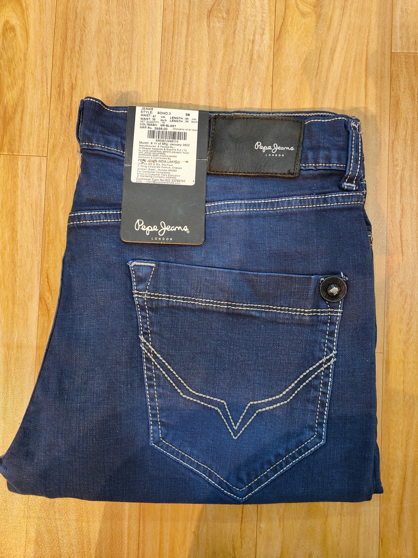 Pepe Jeans London Men's Deep Blue Slim Fit Jeans