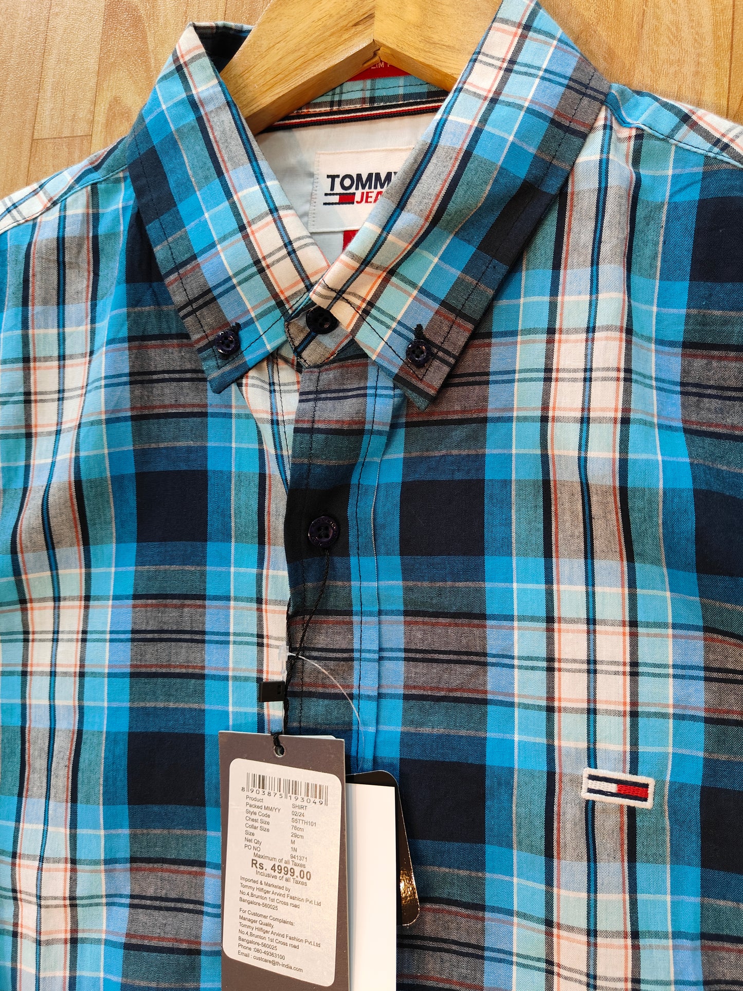 Tommy Hilfiger Men’s Blue Checked Casual Shirt