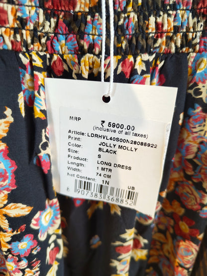 Women's Sleeveless Floral Long Dress with Mixed Pattern Print