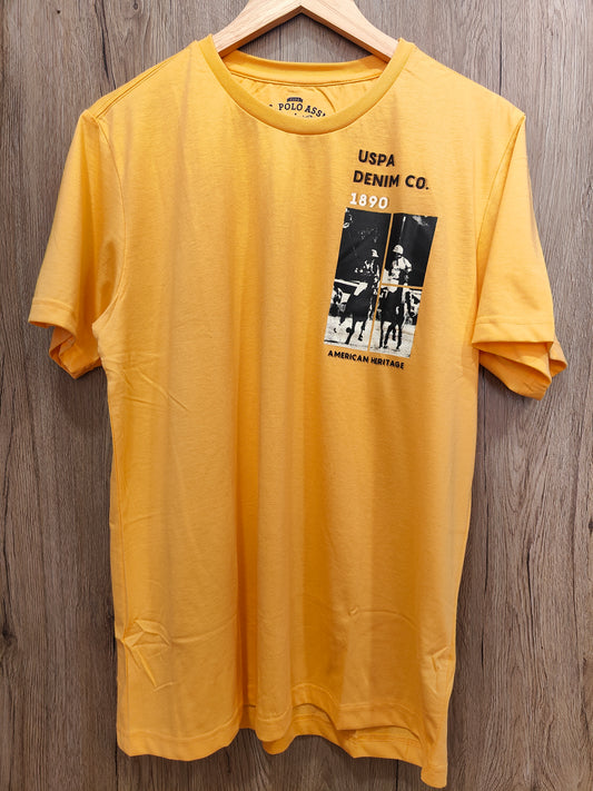 U.S.Polo Assn. Men's Yellow Graphic Heritage Print T-Shirt (YELLOW)