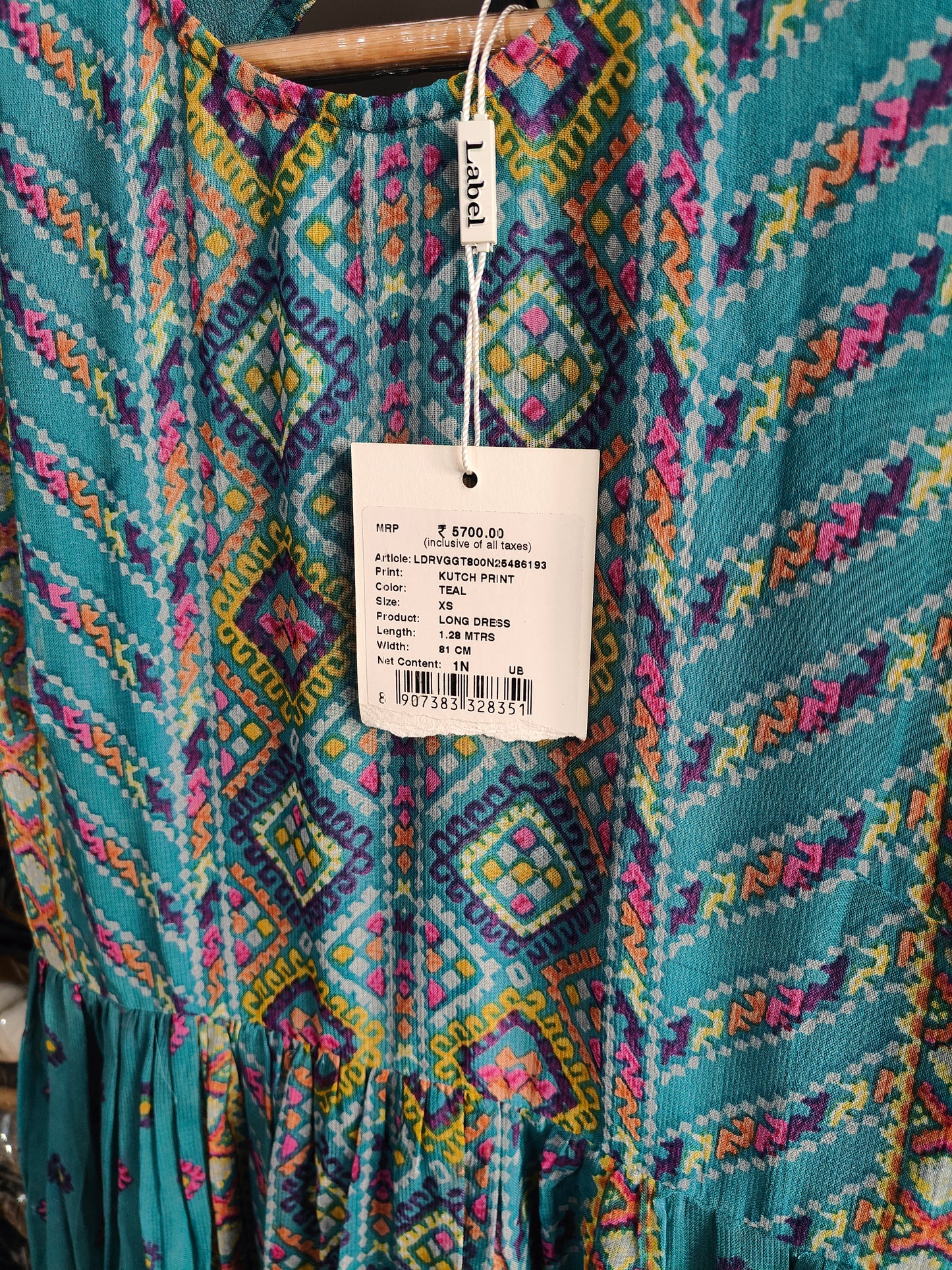 Label by Ritu Kumar Teal Kutch Print Long Dress