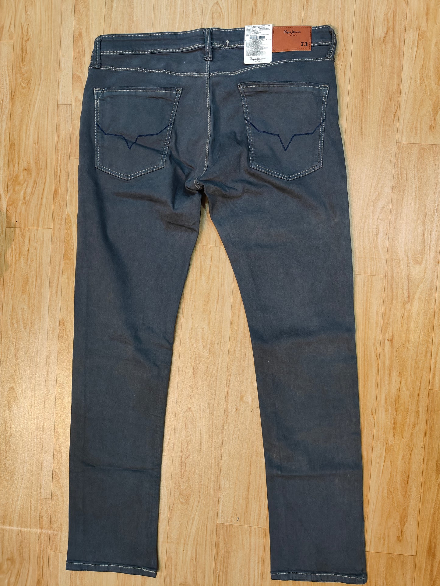 Pepe Jeans London Men's Slate Grey Distressed Slim Fit Denim