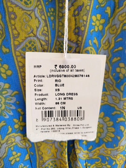 Bohemian Maxi Dress for Women Mustard Paisley Print Long Dress