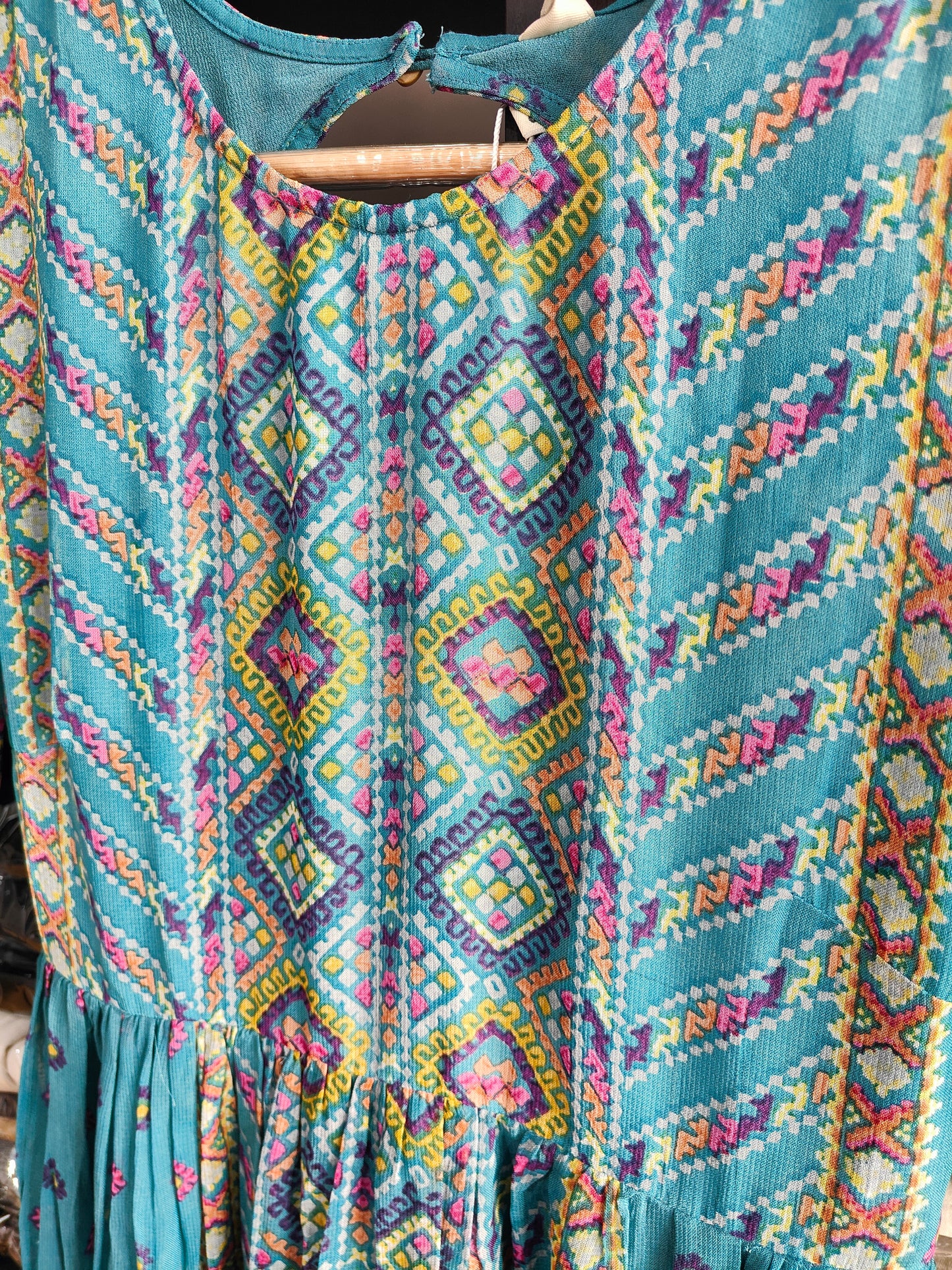 Label by Ritu Kumar Teal Kutch Print Long Dress
