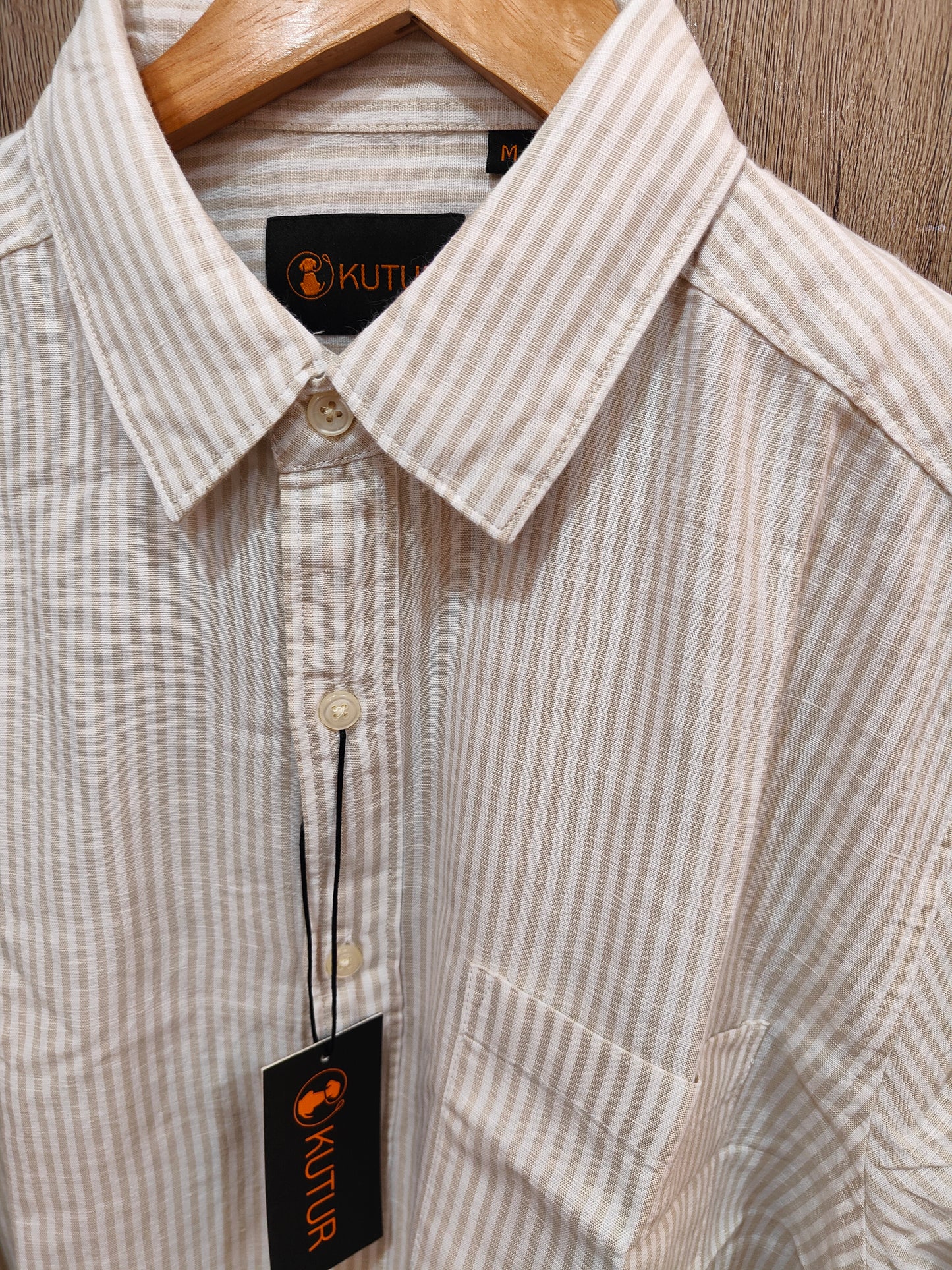 Kutur Men's Beige Pinstripe Cotton Shirt – Westside Manufacturer