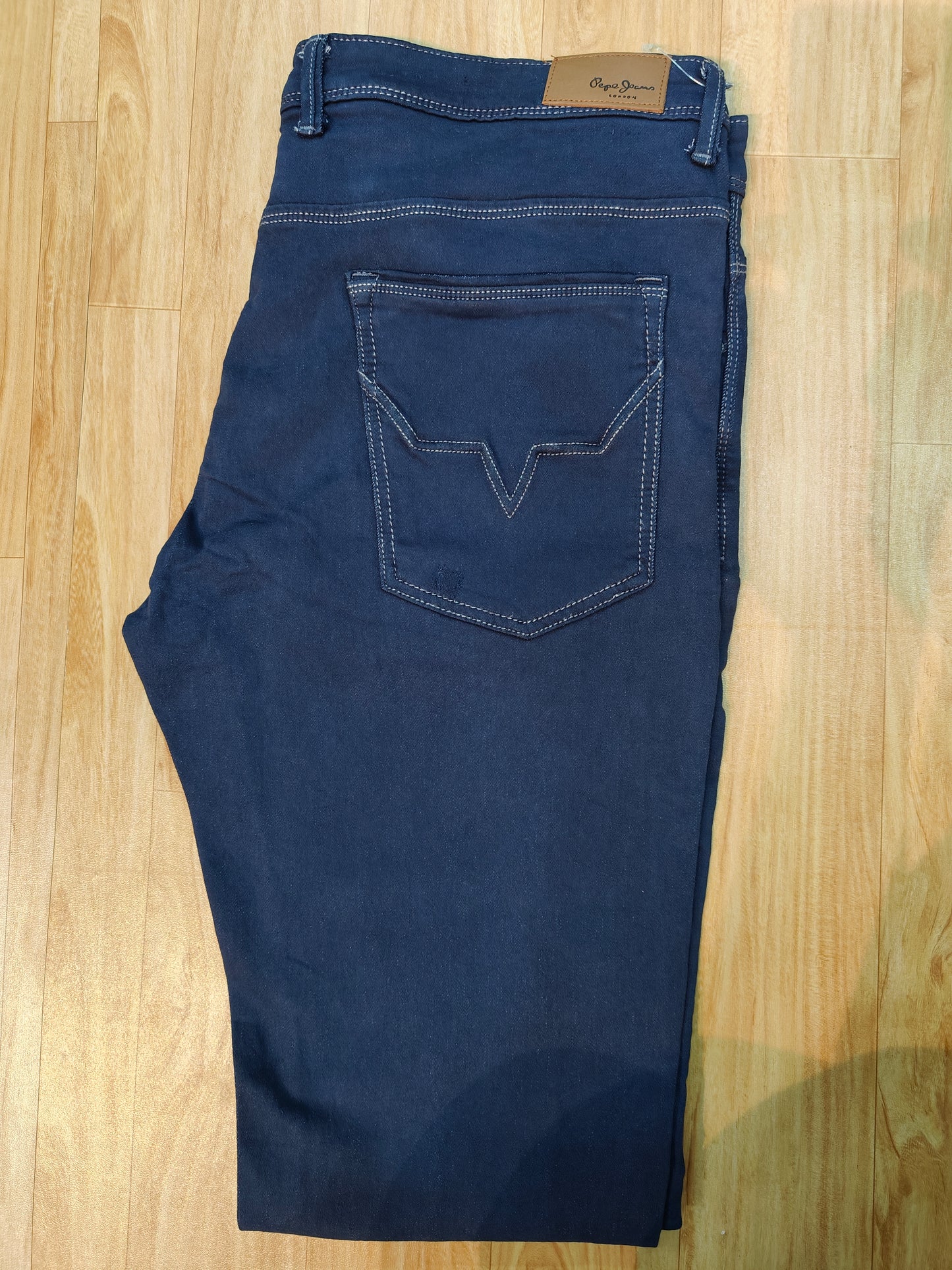 Pepe Jeans London Men's Navy Blue Distressed Slim Fit Denim